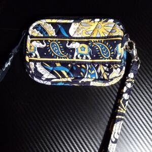 Vera Bradley Navy and Yellow Elephant Wristlet